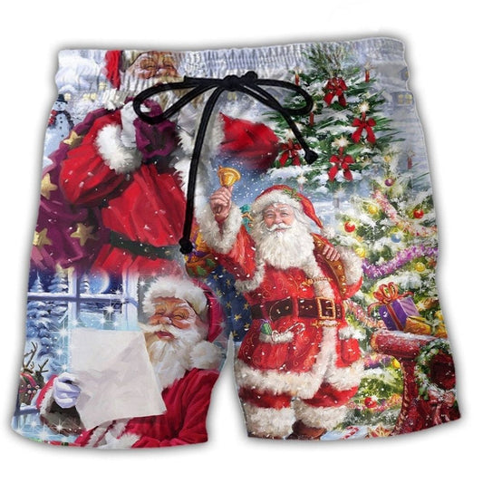 Christmas Santa Holiday Cheer Beach Shorts Print View For Coastal Escapes And Casual Outings
