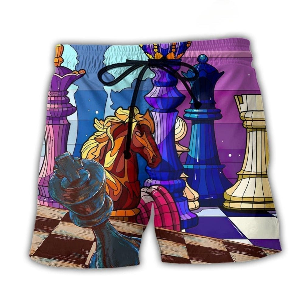 Chess Life Love Strategy Game Beach Shorts Design View For Comfortable Resort And Beach Styling