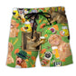 Beer Loving Dog Funny Lifestyle Beach Shorts Pattern Detail For Relaxed Warm Weather Outfits