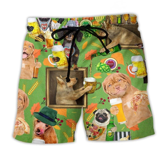 Beer Loving Dog Funny Lifestyle Beach Shorts Pattern Detail For Relaxed Warm Weather Outfits