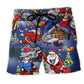 Christmas Flying Super Santa Beach Shorts Pattern View For Relaxed Vacation Styling