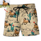 Horse Desert Cactus Photo Beach Shorts For Beach Days And Vacation Ready Style