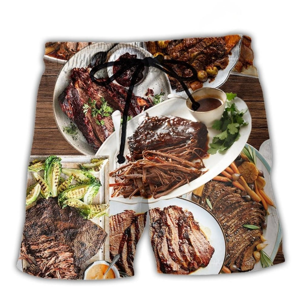BBQ Brisket Food Beach Shorts For Beach Days And Comfortable Daily Wear