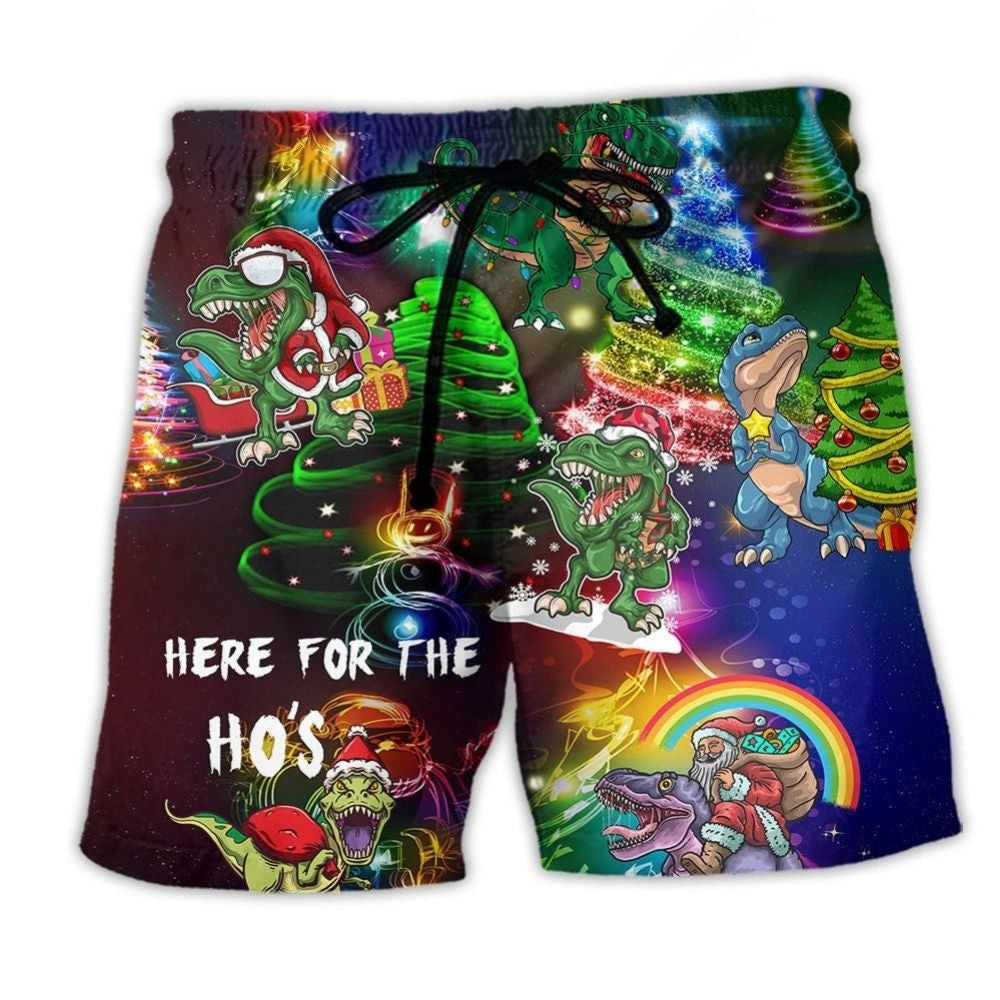 Christmas Dinosaur Night Beach Shorts For Casual Day Trips And Relaxed Holiday Style