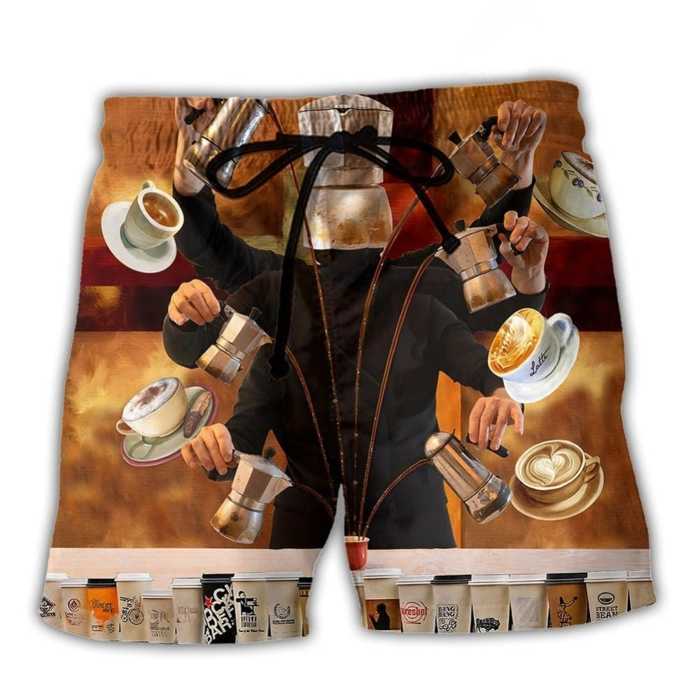 Coffee O Clock Barista Beach Shorts For Holiday Cruises And Casual Outdoor Comfort