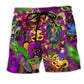 Mardi Gras Dogs Prom Royalty Beach Shorts Pattern Detail For Relaxed Warm Weather Outfits