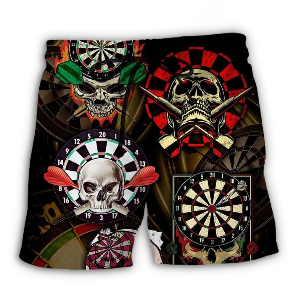 Skull Dart Dark Precision Beach Shorts Graphic Detail For Resort Trips And Casual Outings