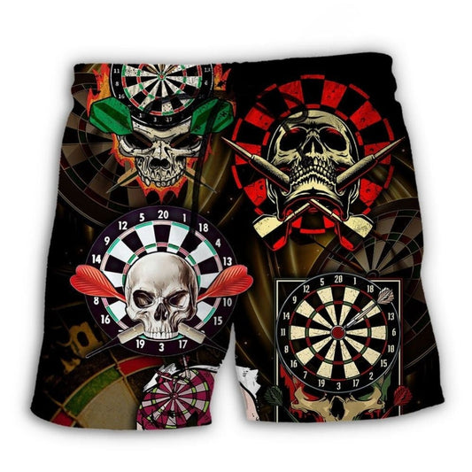Skull Dart Dark Precision Beach Shorts Graphic Detail For Resort Trips And Casual Outings