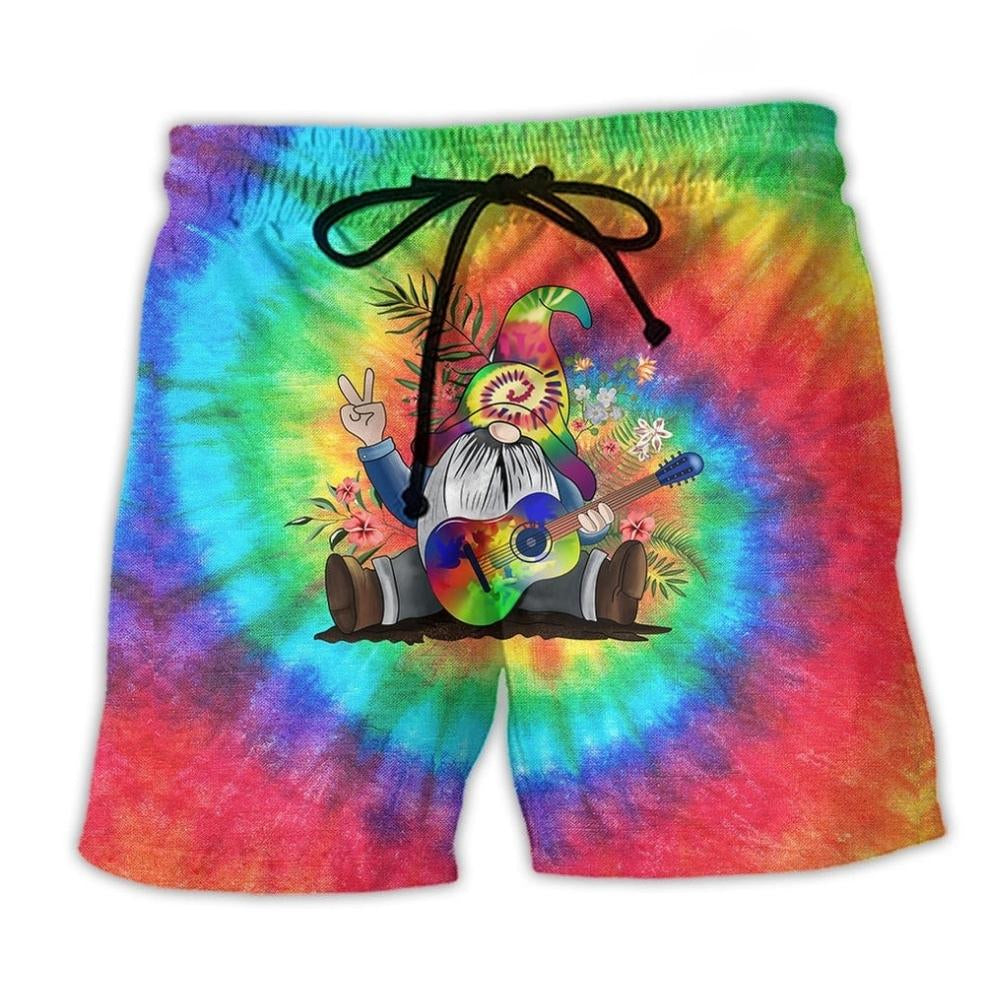 Hippie Gnome Music Believe Power Of Rainbow Beach Shorts Design Detail For Coastal Escapes And Daily Wear