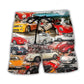Retro Packed Classic Cars Beach Shorts For Outdoor Adventures And Thoughtful Seasonal Gifts