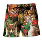 Christmas Foxmas Floral Beach Shorts Pattern View For Weekend Trips And Outdoor Activities
