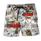 German Shepherd Winter Christmas Beach Shorts Pattern Detail For Sunny Outdoor Activities