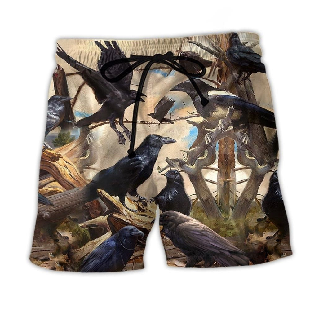 Gothic Raven Beach Shorts For Outdoor Adventures And Leisure And Relaxation