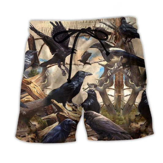 Gothic Raven Beach Shorts For Outdoor Adventures And Leisure And Relaxation