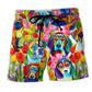 Dog Colorful Floral Beach Shorts For Beach Days And Warm Weather Wardrobe