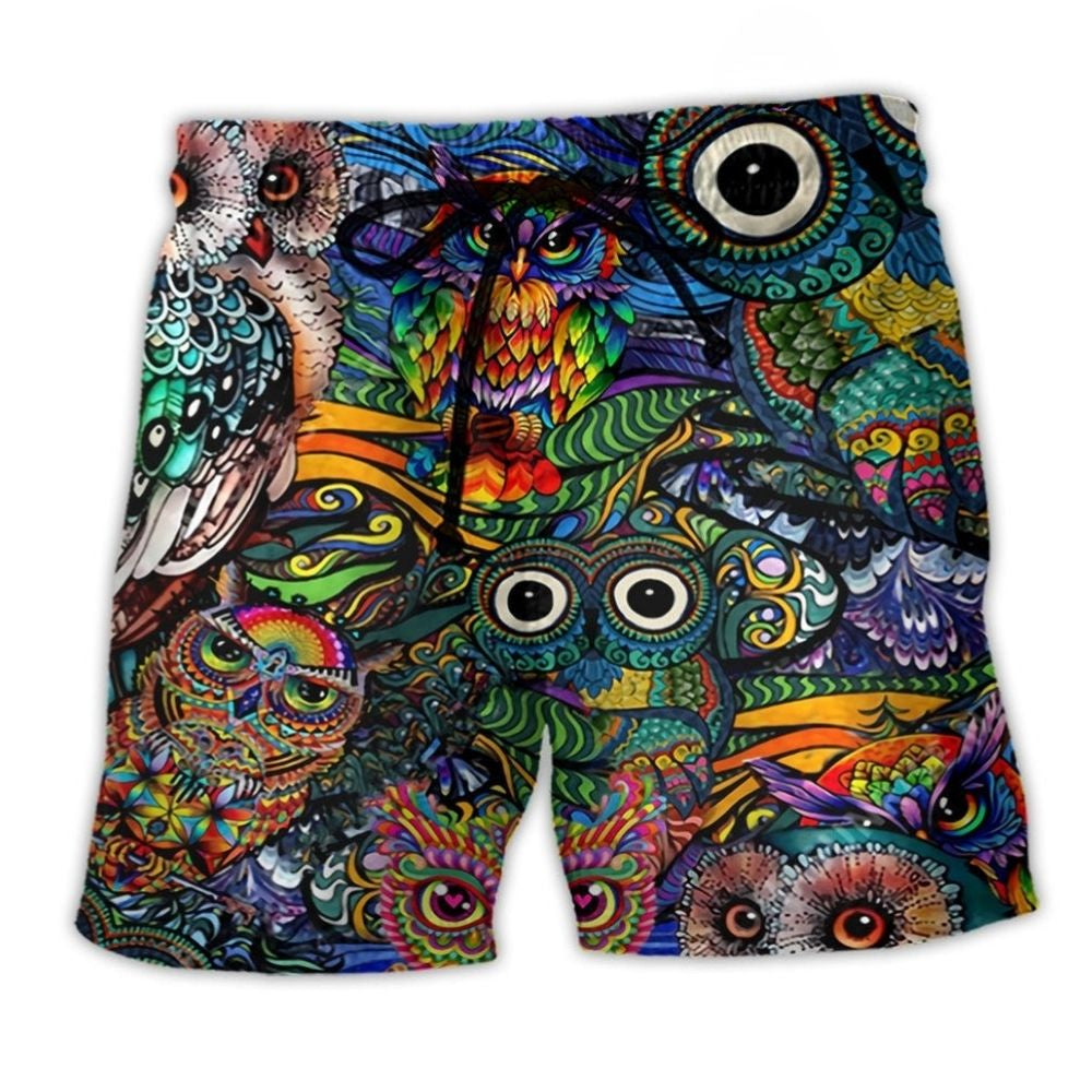 Mysterious Owl Beach Shorts For Summer Festivals And Thoughtful Gift Giving