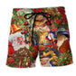 Santa Cowboy Western Christmas Beach Shorts Pattern View For Coastal Holidays And Casual Activities