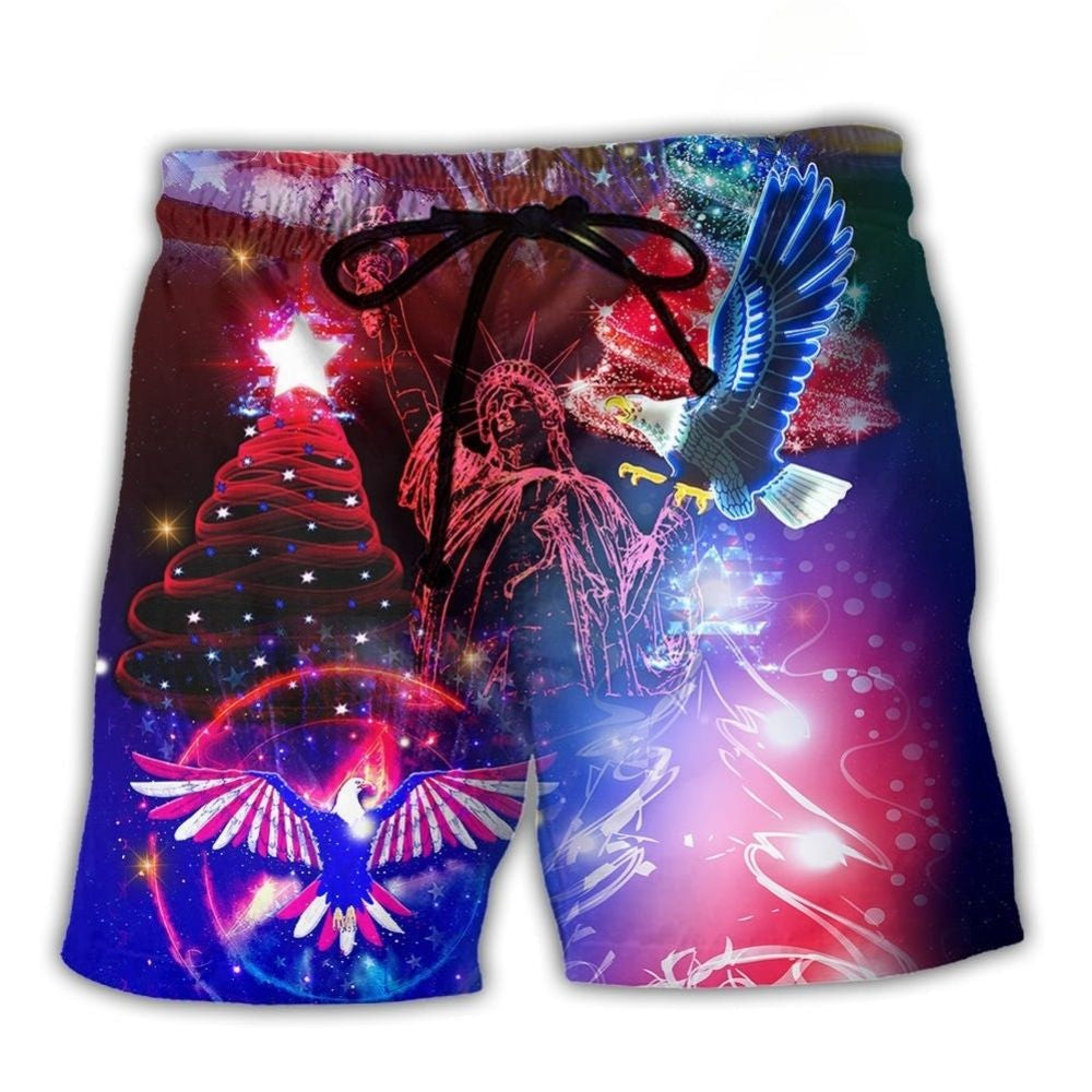 America Merry Christmas Beach Shorts For Casual Day Trips And Memorable Gift Ideas