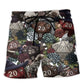 Dark Vibe D20 Dice Fantasy Beach Shorts Artwork Detail For Comfortable Everyday Summer Wear