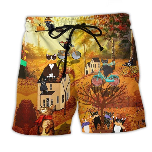 Fall Cat Beach Shorts For Summer Festivals And Thoughtful Gift Giving
