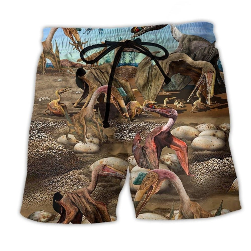 Roaring Dinosaur Beach Shorts For Seaside Travel And Casual Outdoor Comfort