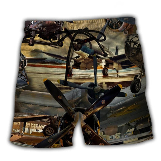 Aircraft Sky Is Calling Adventure Beach Shorts Design Detail For Resort And Beach Day Style