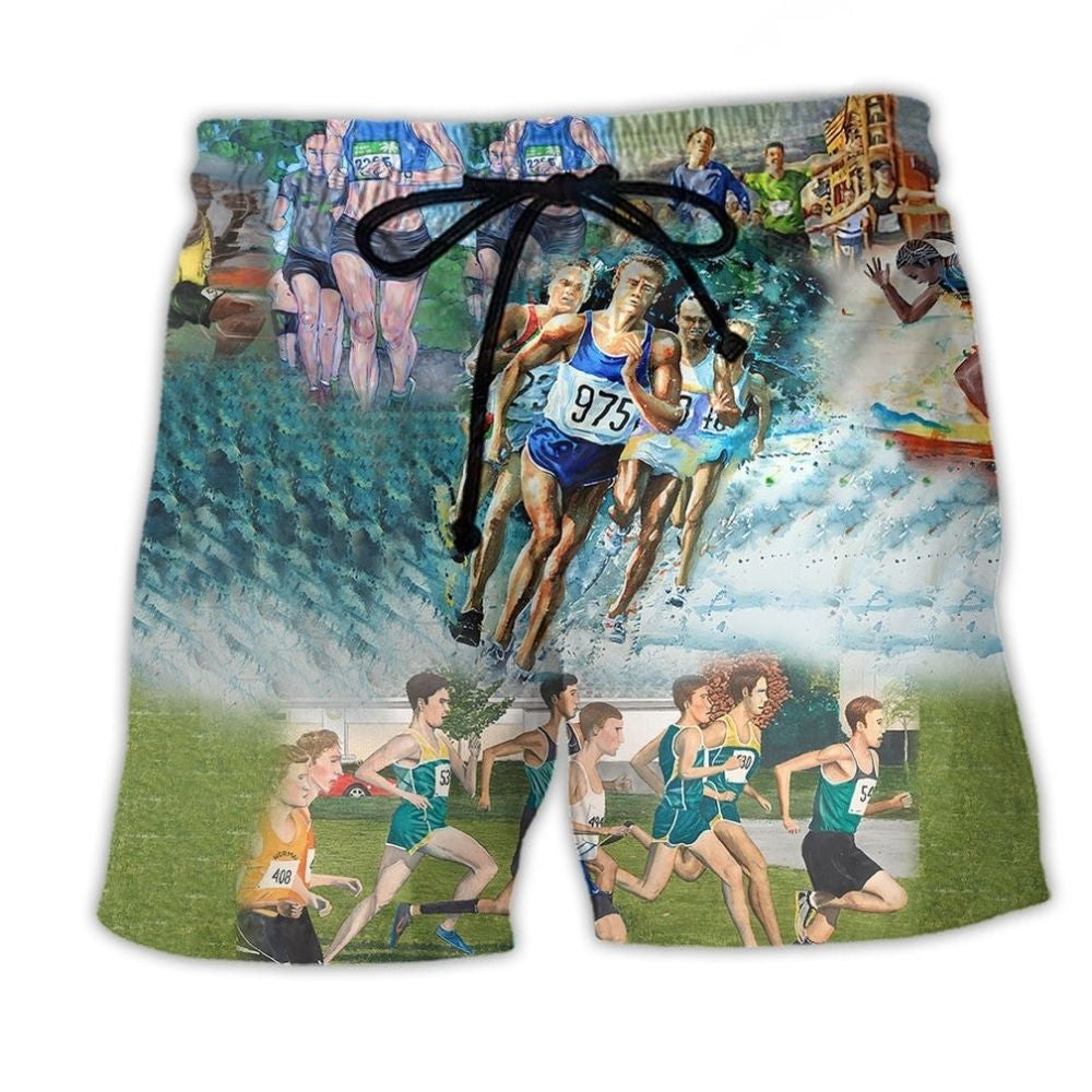 Run For Earth Environmental Message Beach Shorts Pattern View For Coastal Holidays And Casual Activities