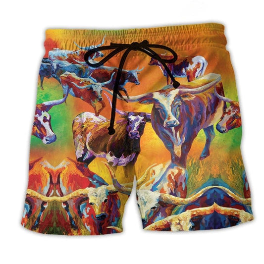 Buffalo Colorful Painting Beach Shorts For Outdoor Adventures And Memorable Gift Ideas