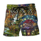 Hippie Dream Treehouse Beach Shorts Pattern View For Weekend Trips And Outdoor Activities