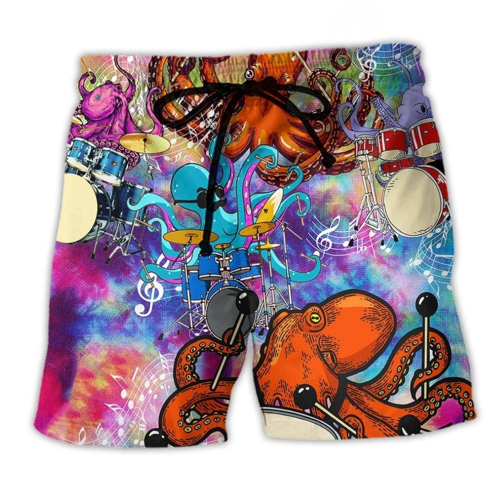 Drum Octopus Dance Beach Shorts For Beach Days And Comfortable Daily Wear