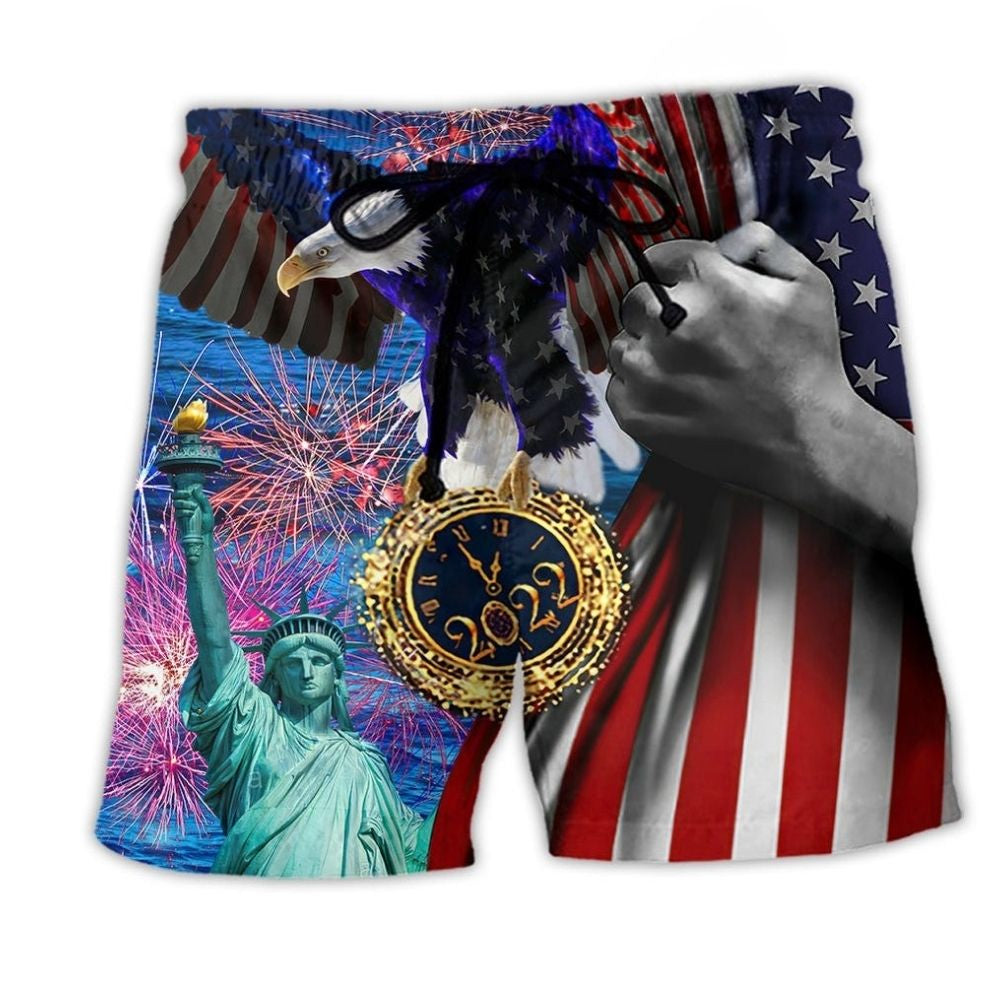 American Eagle Patriotic Beach Shorts For Beach Days And Vacation Ready Style