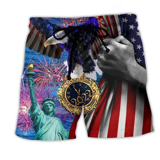 American Eagle Patriotic Beach Shorts For Beach Days And Vacation Ready Style