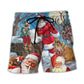 Funny Santa Elf Christmas Sky Beach Shorts Print Detail For Beach Activities And Vacation Wear