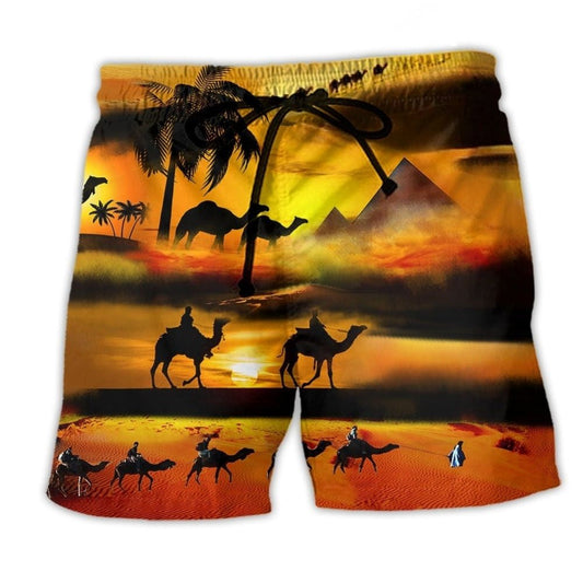 Desert Sun Landscape Beach Shorts For Tropical Holidays And Weekend Casual Style