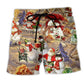 Snowman Couple Christmas Beach Shorts For Holiday Cruises And Flexible Everyday Wear