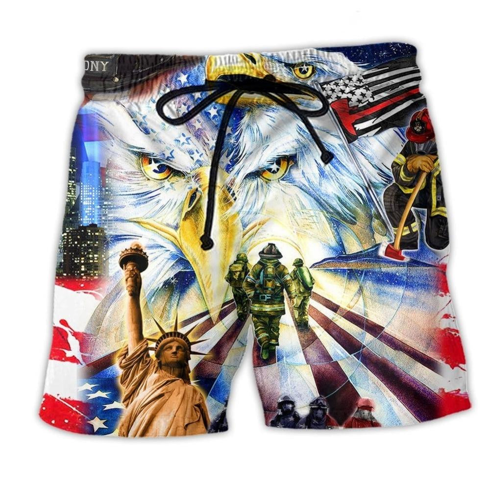 America Proud Forever Patriotic Beach Shorts Pattern View For Relaxed Vacation Styling