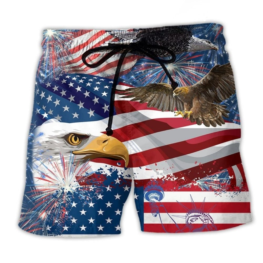 America Fourth July Eagle Freedom Beach Shorts For Coastal Road Trips And Memorable Gift Ideas