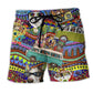 Dogs Love Life Colorful Bus Beach Shorts Design Detail For Casual Warm Weather Outfits