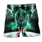 Green Wolf Warrior Beach Shorts For Vacation Travel And Memorable Gift Ideas