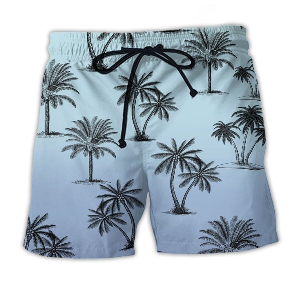 Hawaii Coconut Palm Beach Shorts Design Detail For Resort And Beach Day Style