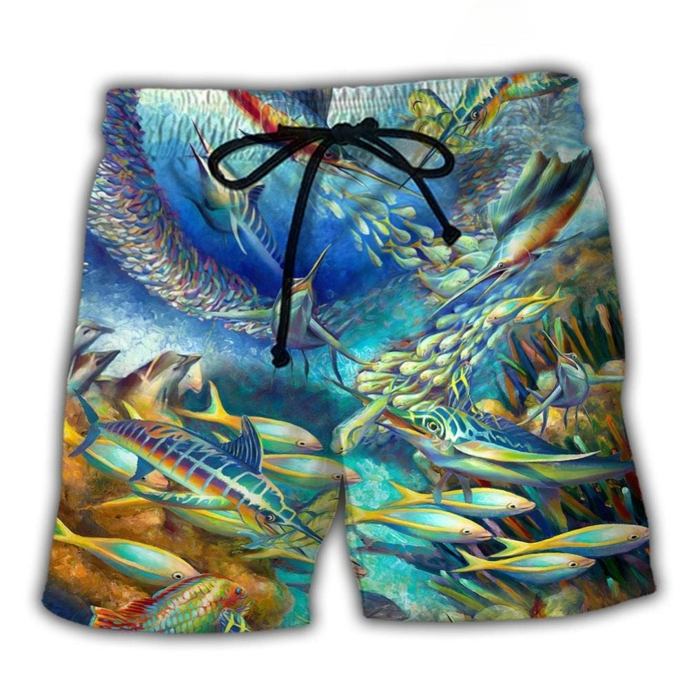 Swordfish Marine Biology Ocean Beach Shorts For Island Escapes And Everyday Comfort