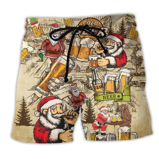 Drinking Beer Santa Beach Shorts For Oceanfront Weekends And Bright Summer Outfits
