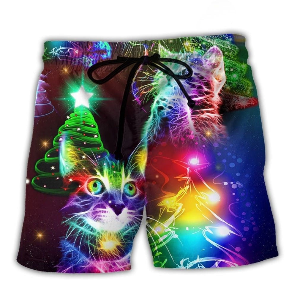 Christmas Cat Beach Shorts For Tropical Holidays And Thoughtful Gift Giving
