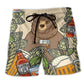 Bear Loves Bourbon Humor Beach Shorts Design Detail For Casual Warm Weather Outfits