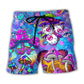 Colorful Hippie Mushroom Fantasy Beach Shorts Design View For Poolside Relaxation And Holiday Trips