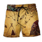 Southwestern Skull Feather Warrior Beach Shorts For Casual Day Trips And Travel Ready Comfort