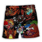 Fire Dragon Dice Fantasy Beach Shorts Design Detail For Weekend Getaways And Beach Days