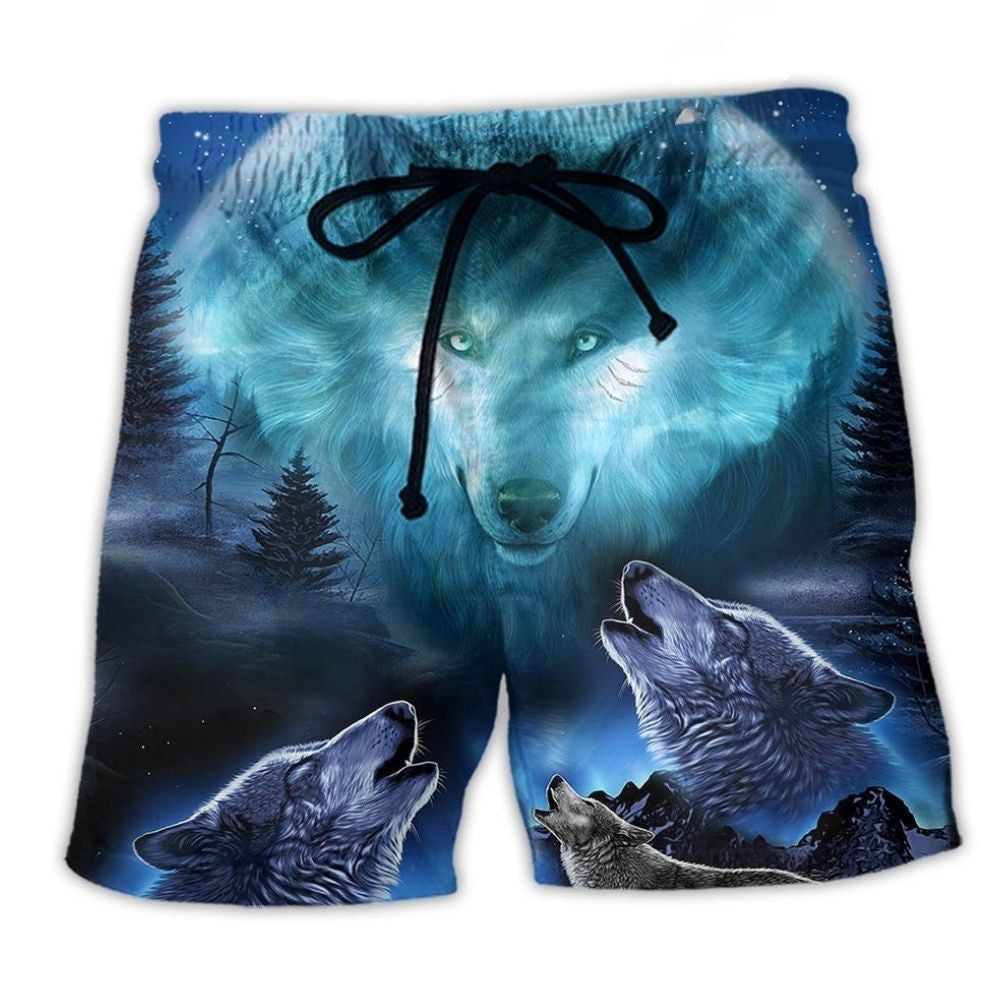 Gray Blue Wolf Beach Shorts For Resort Getaways And Relaxed Casual Style