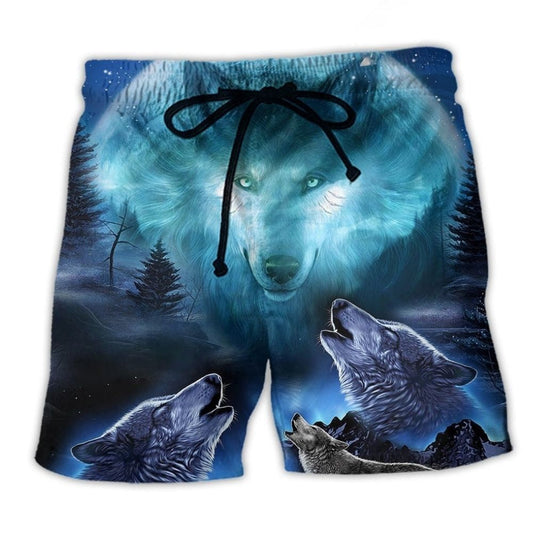 Gray Blue Wolf Beach Shorts For Resort Getaways And Relaxed Casual Style