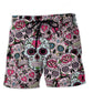 Colorful Sugar Skull Creative Mix Beach Shorts For Beach Trips And Relaxed Vacation Styling